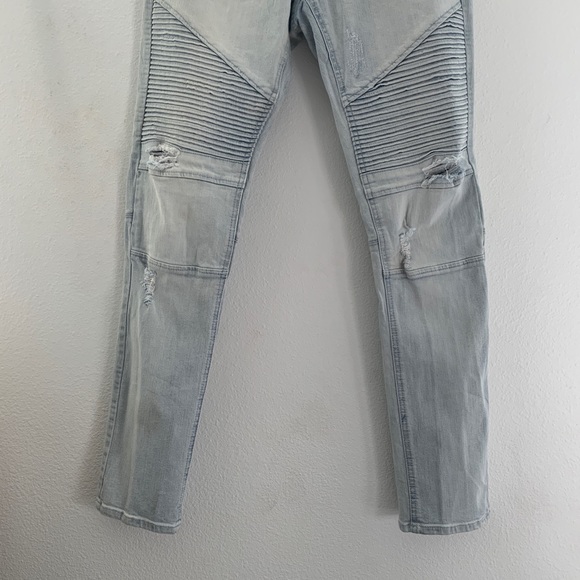 NINTH HALL Decoy Moto Light Aged Destructed JeansN - Picture 10 of 16